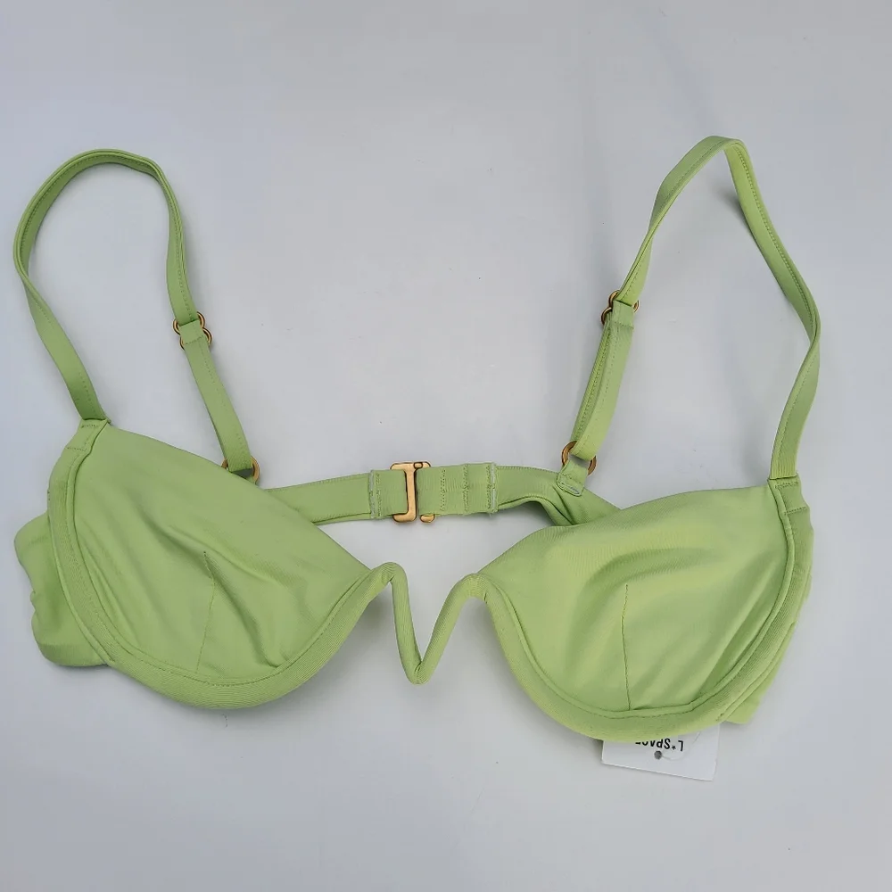 NWOT L*Space Nico Underwire Demi Bikini Swimsuit Top Mojito Green